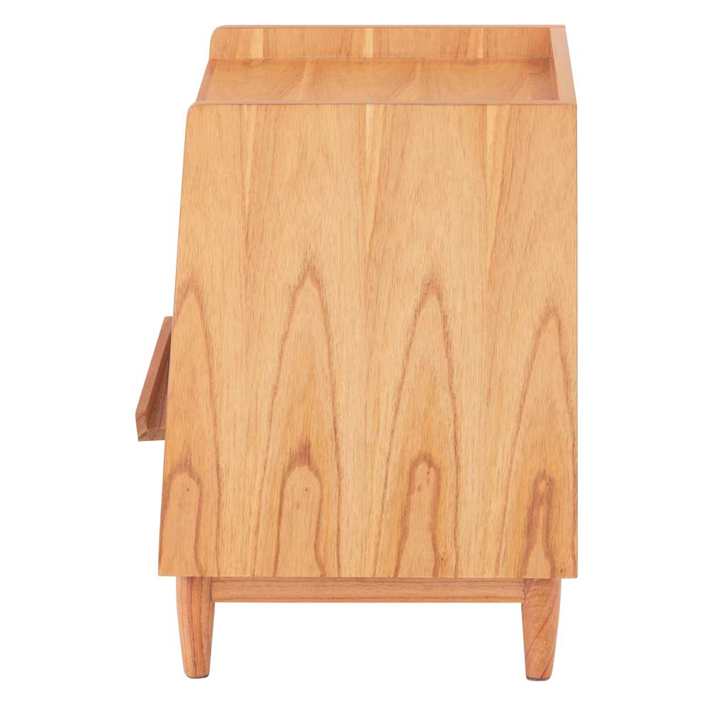 ラタン×天然木の北欧風ナイトテーブル｜収納付きサイドテーブル