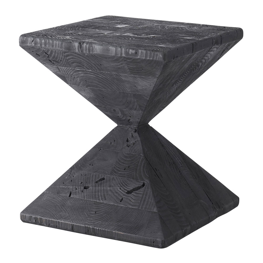 パイン古材×モダンブラック サイドテーブル｜おしゃれインテリアにも