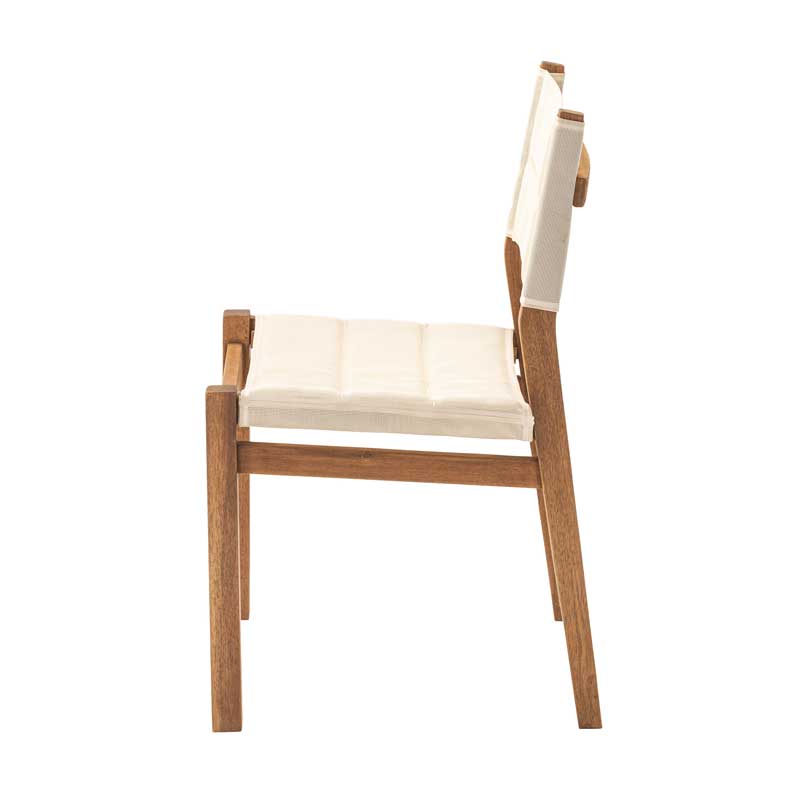 アカシア×メッシュの軽快チェア|屋内外に映えるアウトドア風デザイン