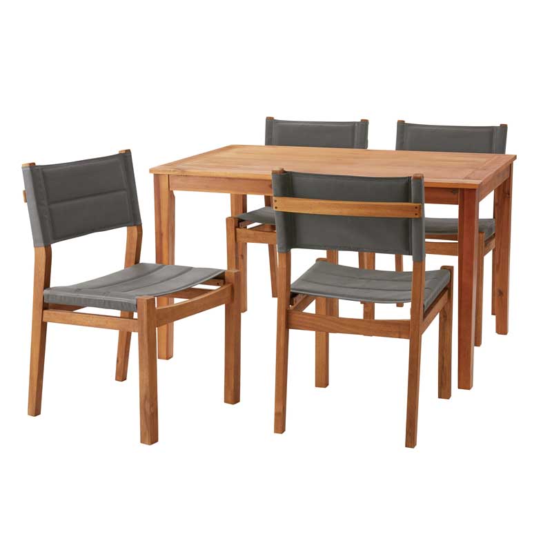 アカシア×メッシュの軽快チェア|屋内外に映えるアウトドア風デザイン