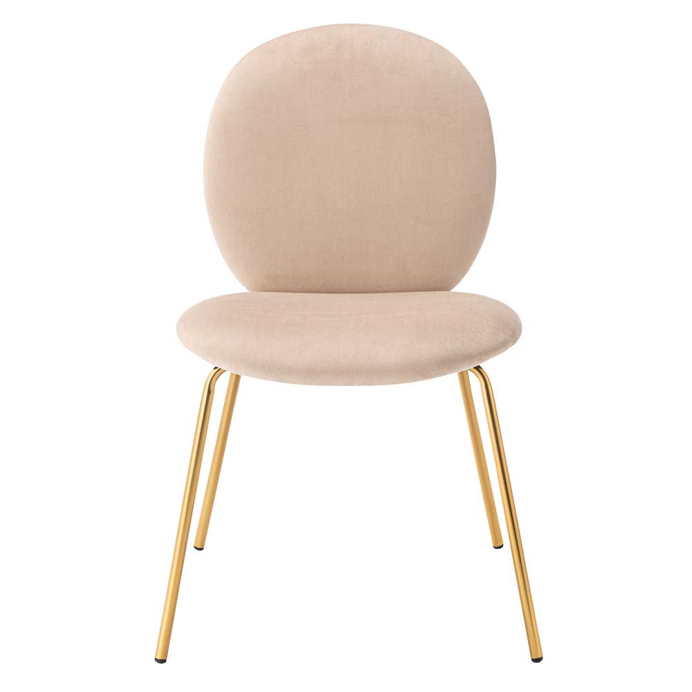 丸みフォルムが可愛いベロア調チェア｜アンティークゴールド脚