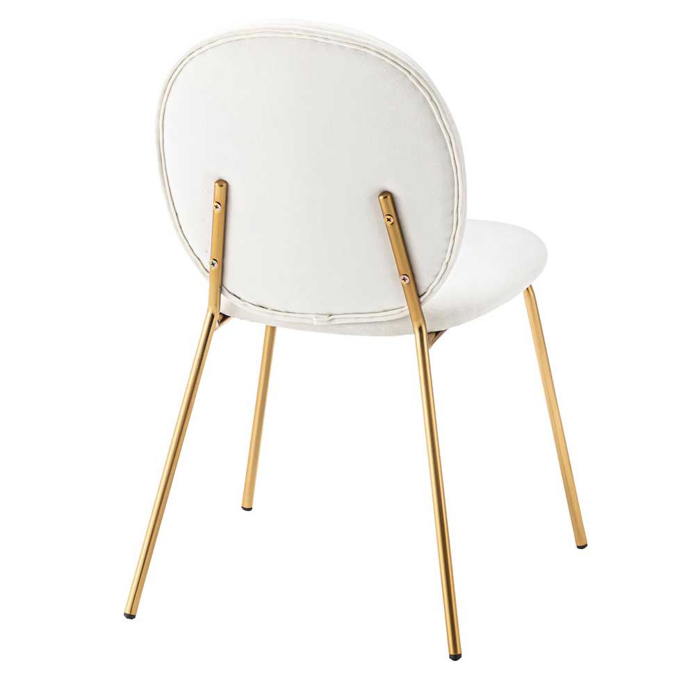 丸みフォルムが可愛いベロア調チェア｜アンティークゴールド脚