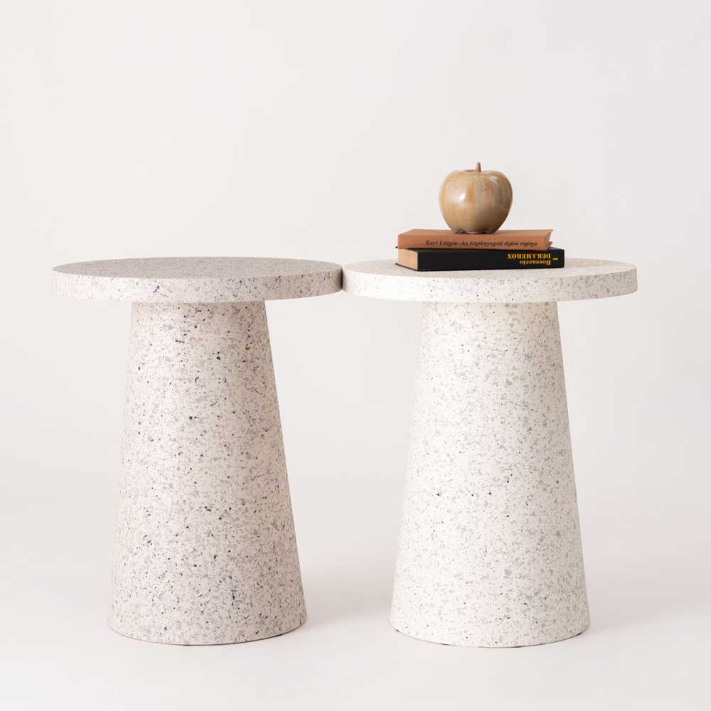 石調デザインがおしゃれなラウンドサイドテーブル｜韓国インテリアにも