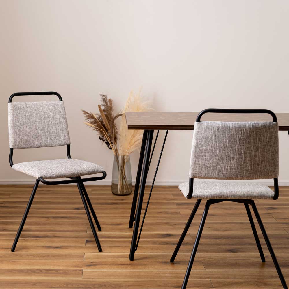 インダストリアルデザインの回転式ハイチェア｜おしゃれなファブリック座面