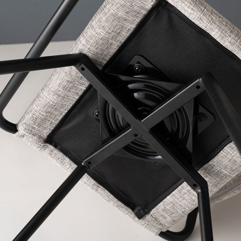 インダストリアルデザインの回転式ハイチェア｜おしゃれなファブリック座面