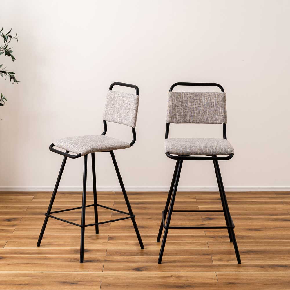 インダストリアルデザインの回転式ダイニングチェア|おしゃれなファブリック座面