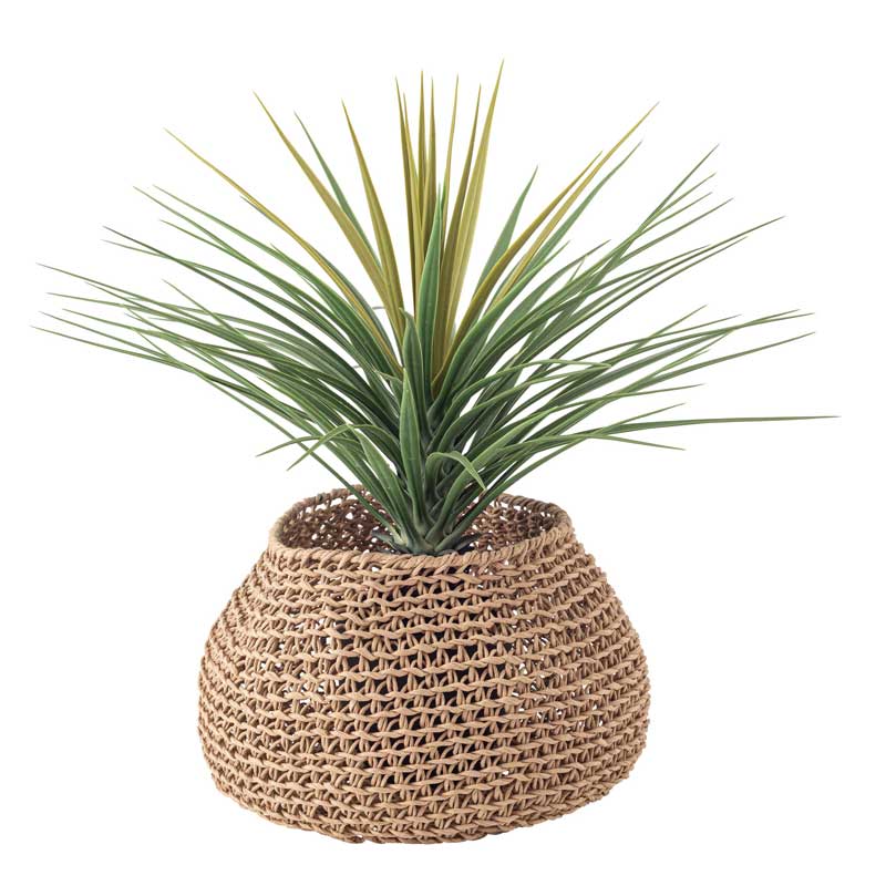 ナチュラル手編みラウンドバスケット｜ボヘミアンスタイル