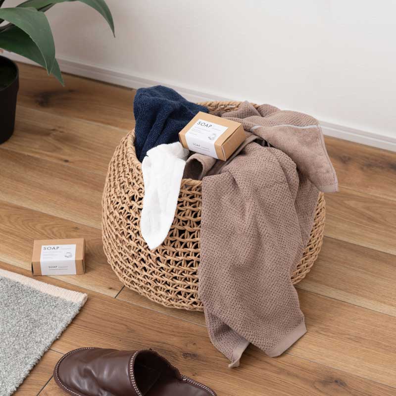 ナチュラル手編みラウンドバスケット｜ボヘミアンスタイル