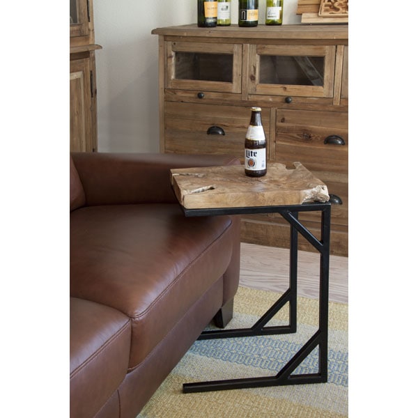 味わいあるチーク無垢材のサイドテーブル | 座面の高さ47cm