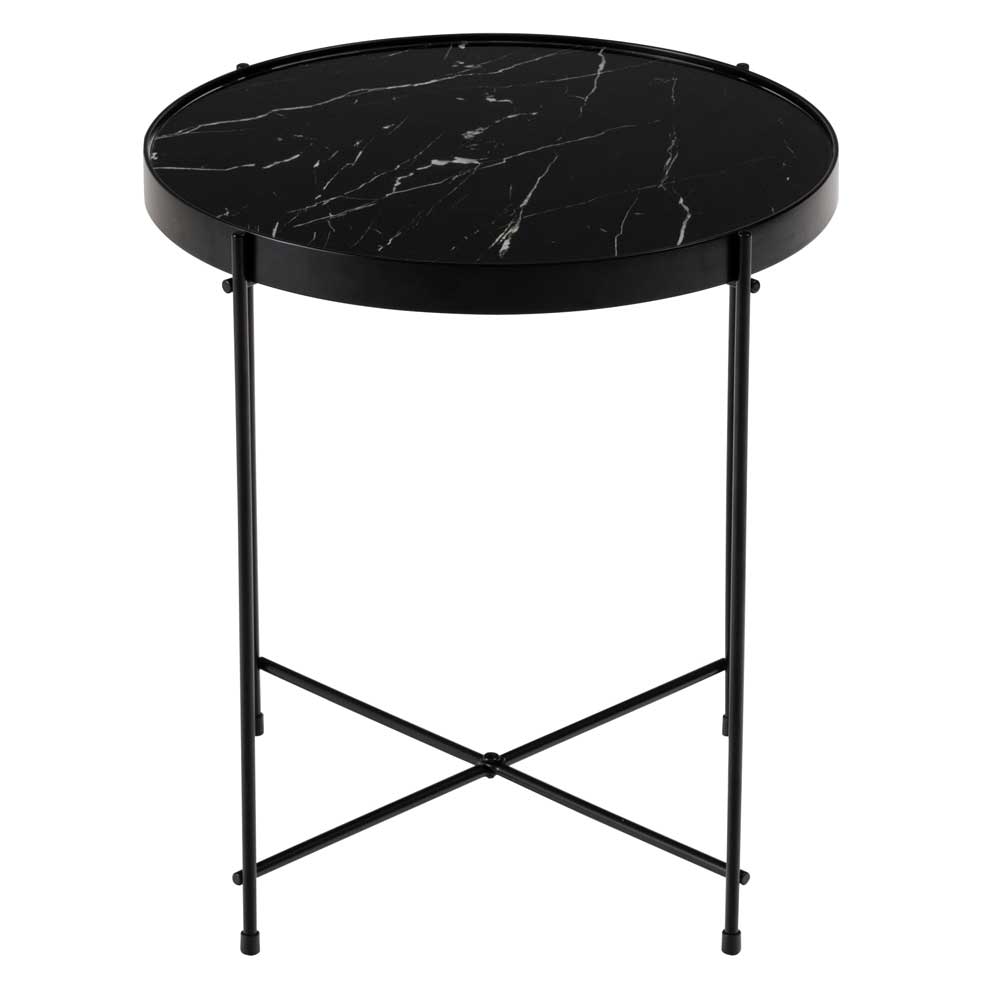 石目調×ブラックスチールのサイドテーブル｜シックでモダンな