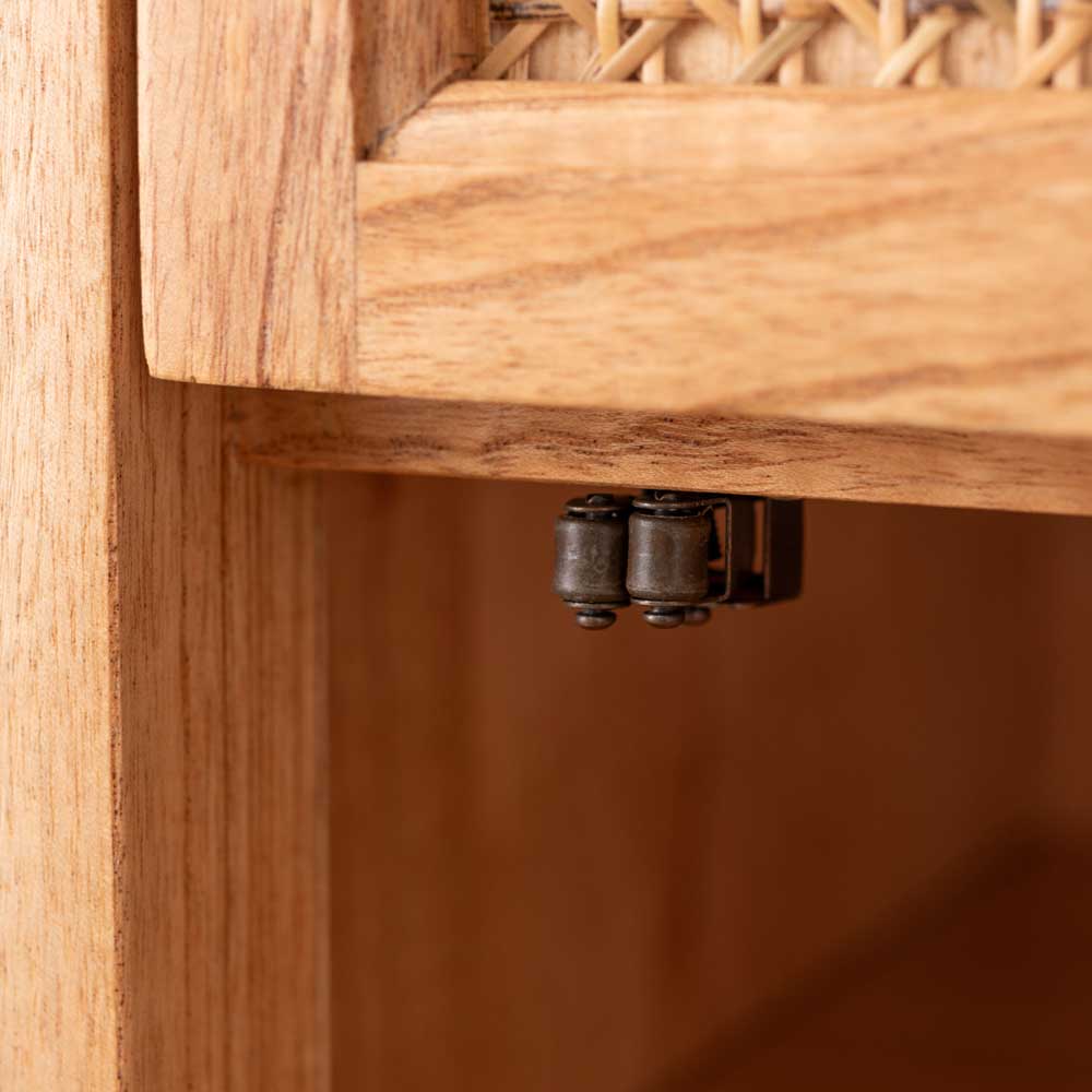 ラタン×天然木アンティーク調デスク｜ボビン脚デザイン