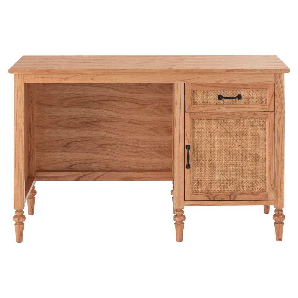 ラタン×天然木アンティーク調デスク｜ボビン脚デザイン | インテリア