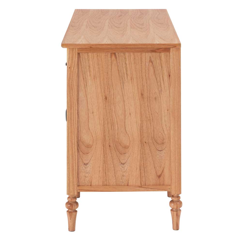 ラタン×天然木アンティーク調デスク｜ボビン脚デザイン