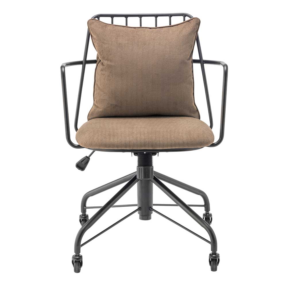 コーデュロイ×スチールのヴィンテージ感漂うデスクチェア|昇降・ロッキング機能付