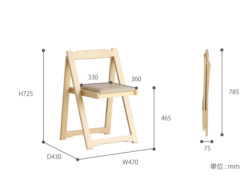 ナチュラルな折り畳み式のデスクとチェアセット