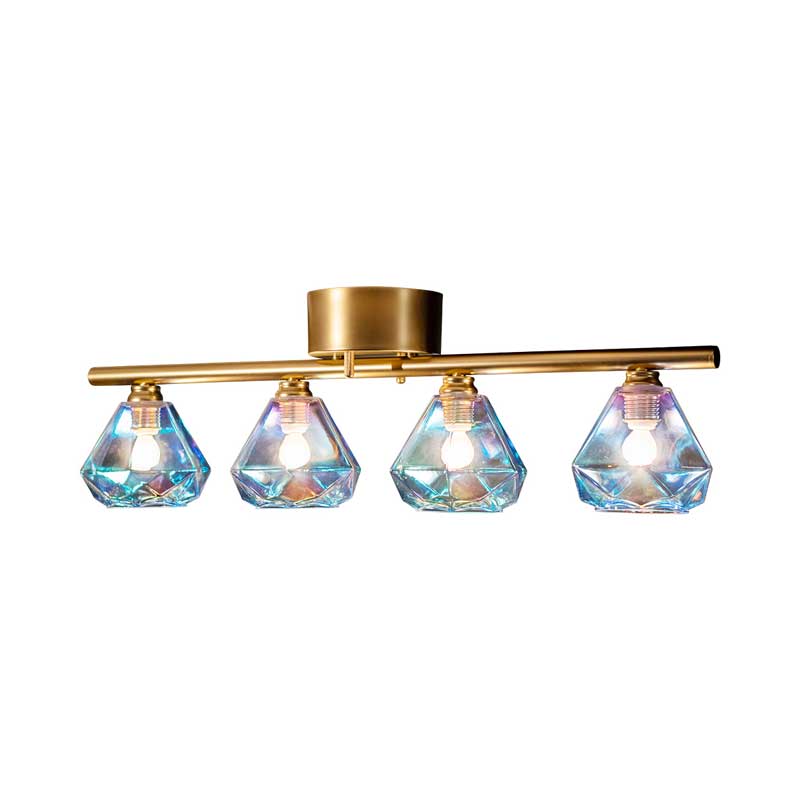 上質な輝きを放つガラス×ゴールドの4灯シーリングライト｜リビングダイニング照明