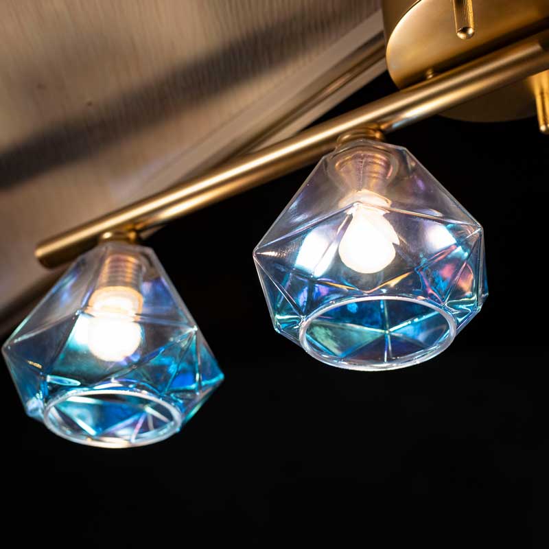 上質な輝きを放つガラス×ゴールドの4灯シーリングライト｜リビングダイニング照明