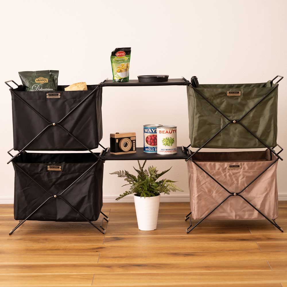 スタッキング収納ボックス|フタ付き・折りたたみ・サイドテーブル対応