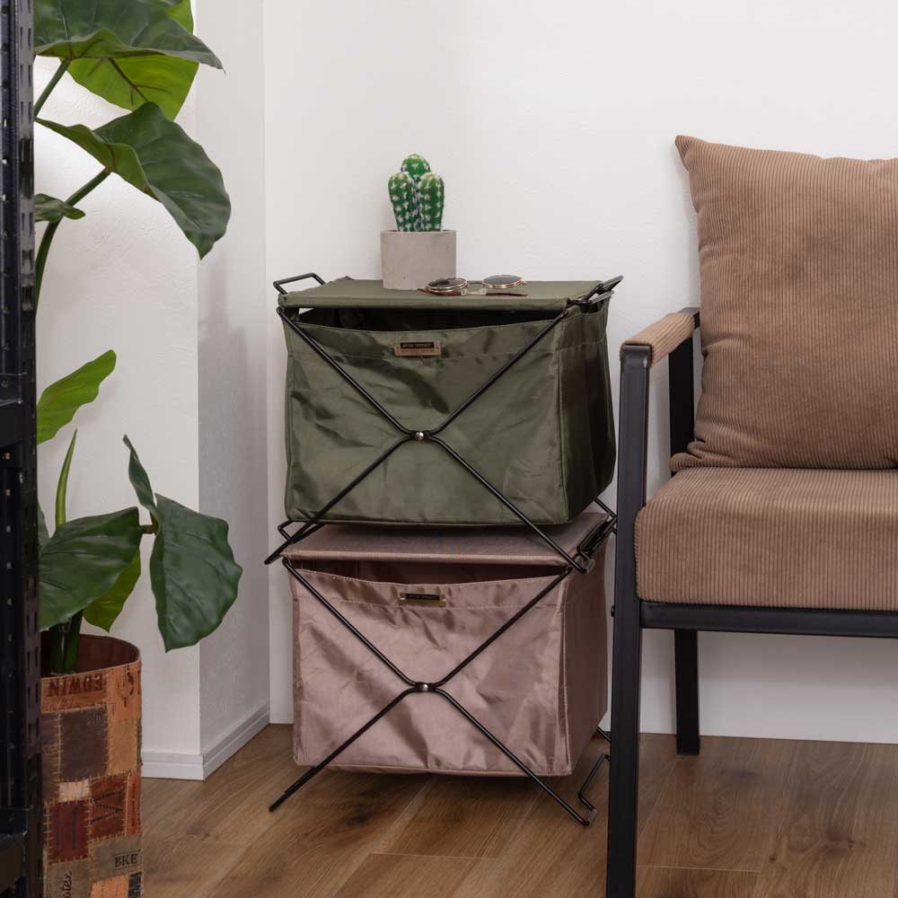 スタッキング収納ボックス|フタ付き・折りたたみ・サイドテーブル対応