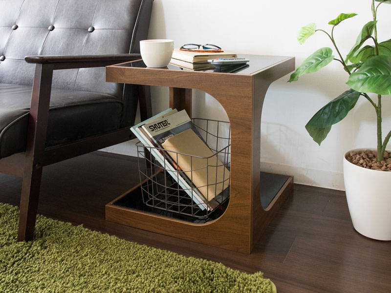 ガラス天板のサイドテーブル｜シンプルモダン | インテリア・家具の