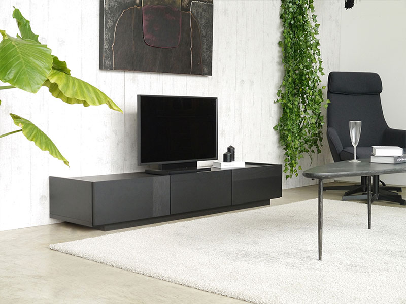 黒のシンプルなデザイン テレビボード｜幅170cm｜質感の違いを活かした