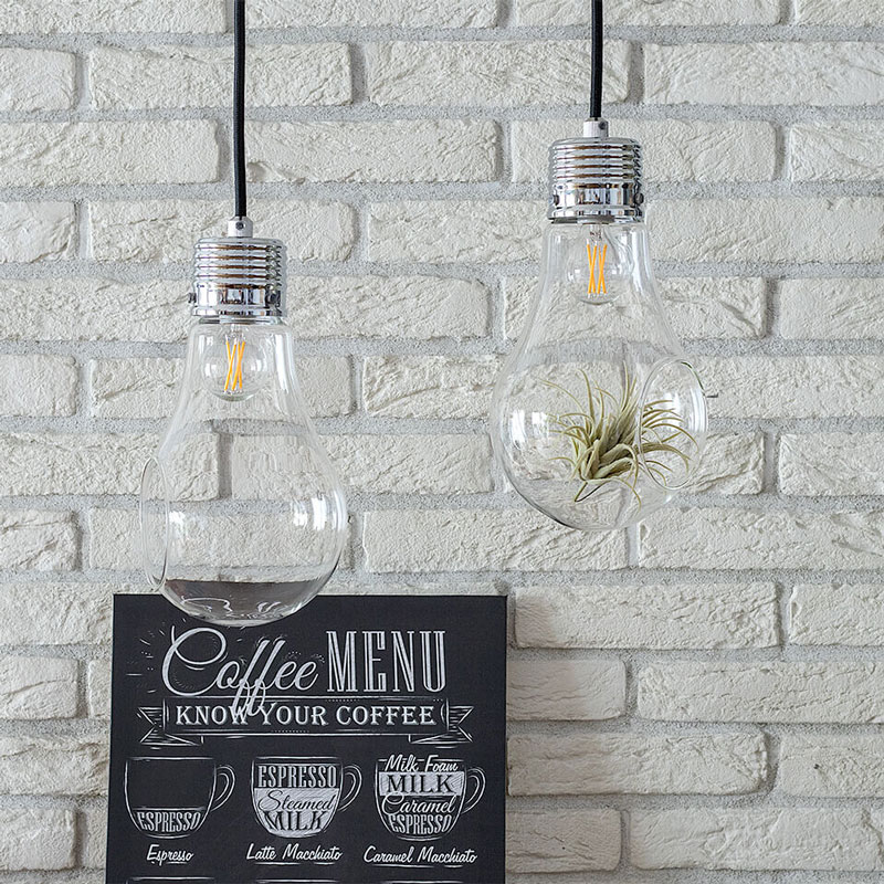 ガラス電球のペンダントライト | フェイクグリーン付