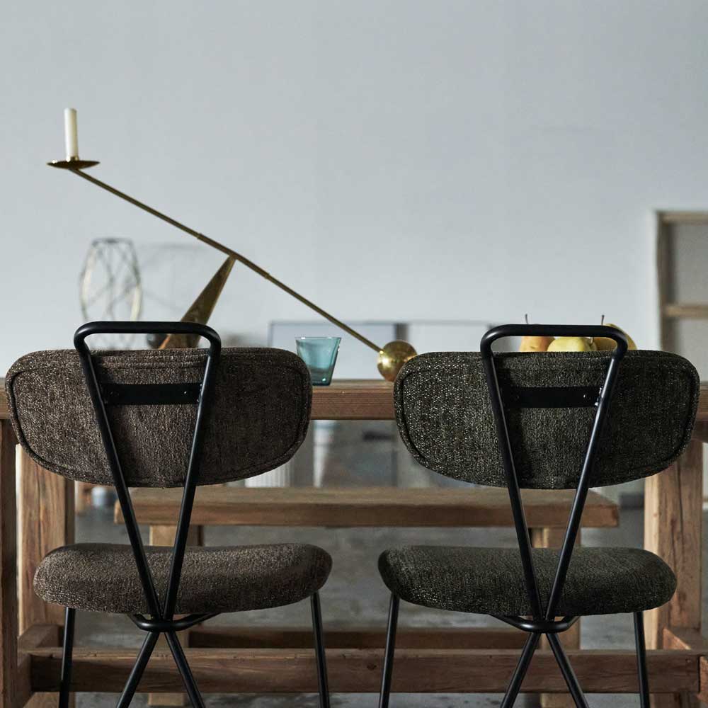 背面がクロスのおしゃれデザイン×ブークレ生地の北欧風ダイニングチェア