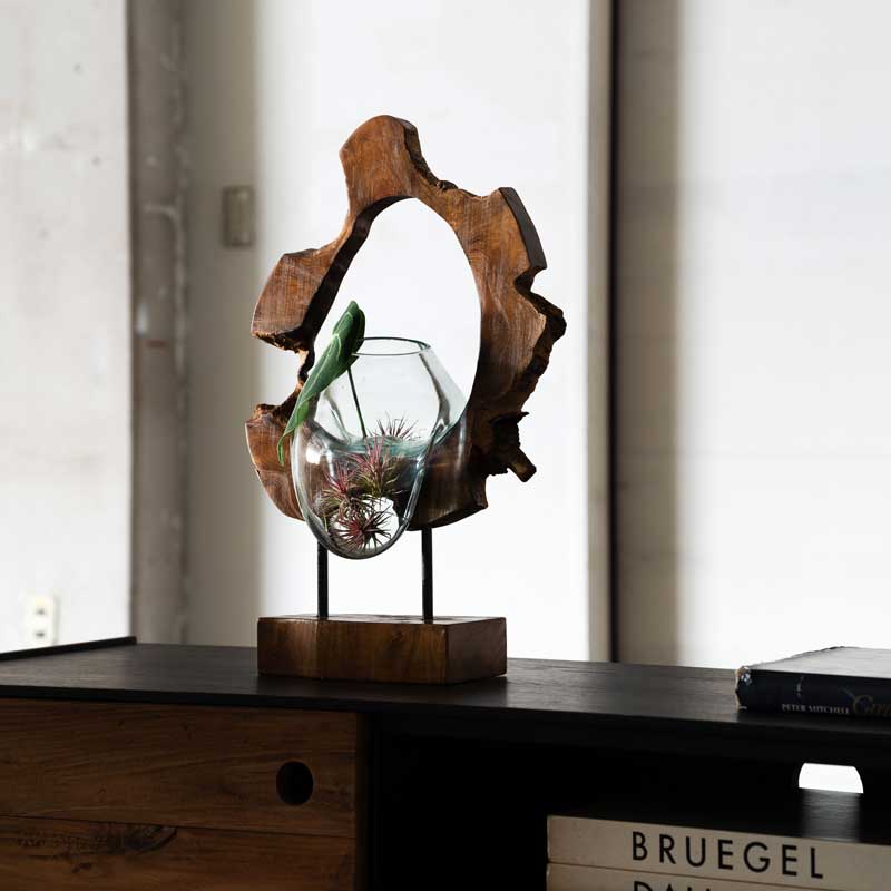 天然木×ガラスの個性派フラワーベース｜アート感あふれるナチュラル