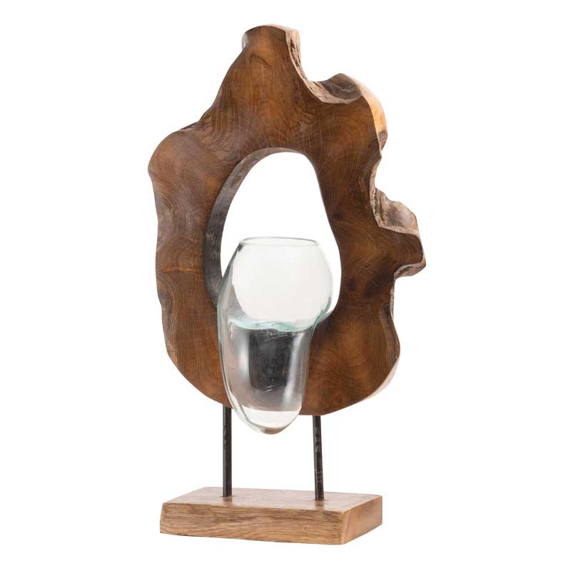 天然木×ガラスの個性派フラワーベース｜アート感あふれるナチュラル