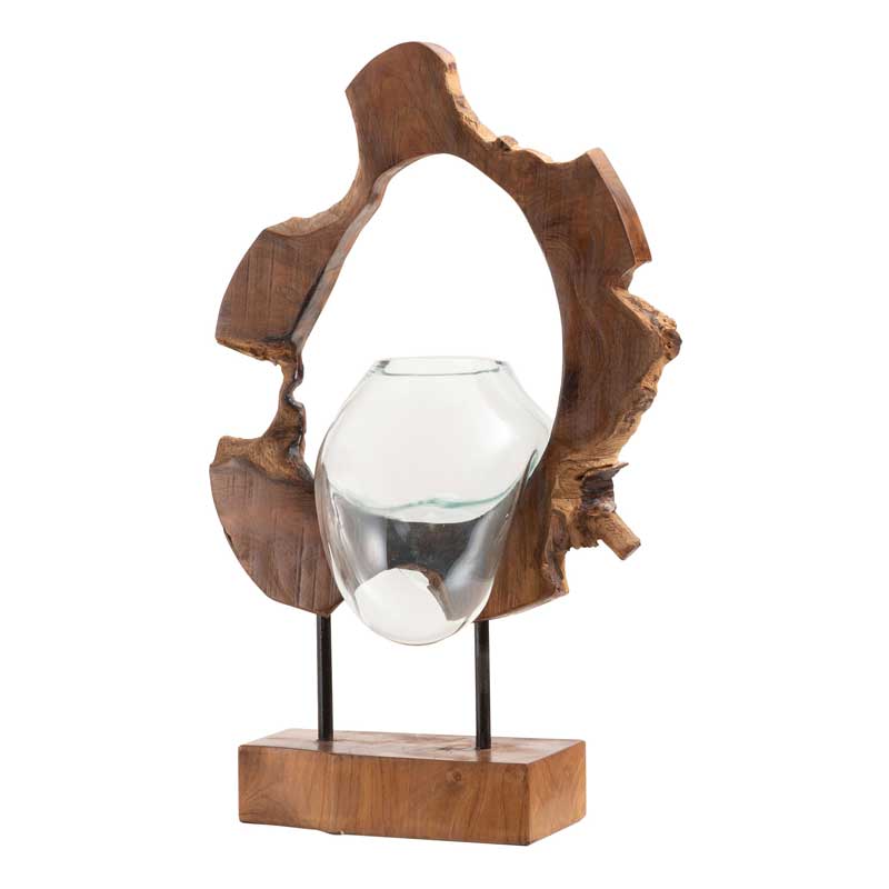 天然木×ガラスの個性派フラワーベース｜アート感あふれるナチュラル