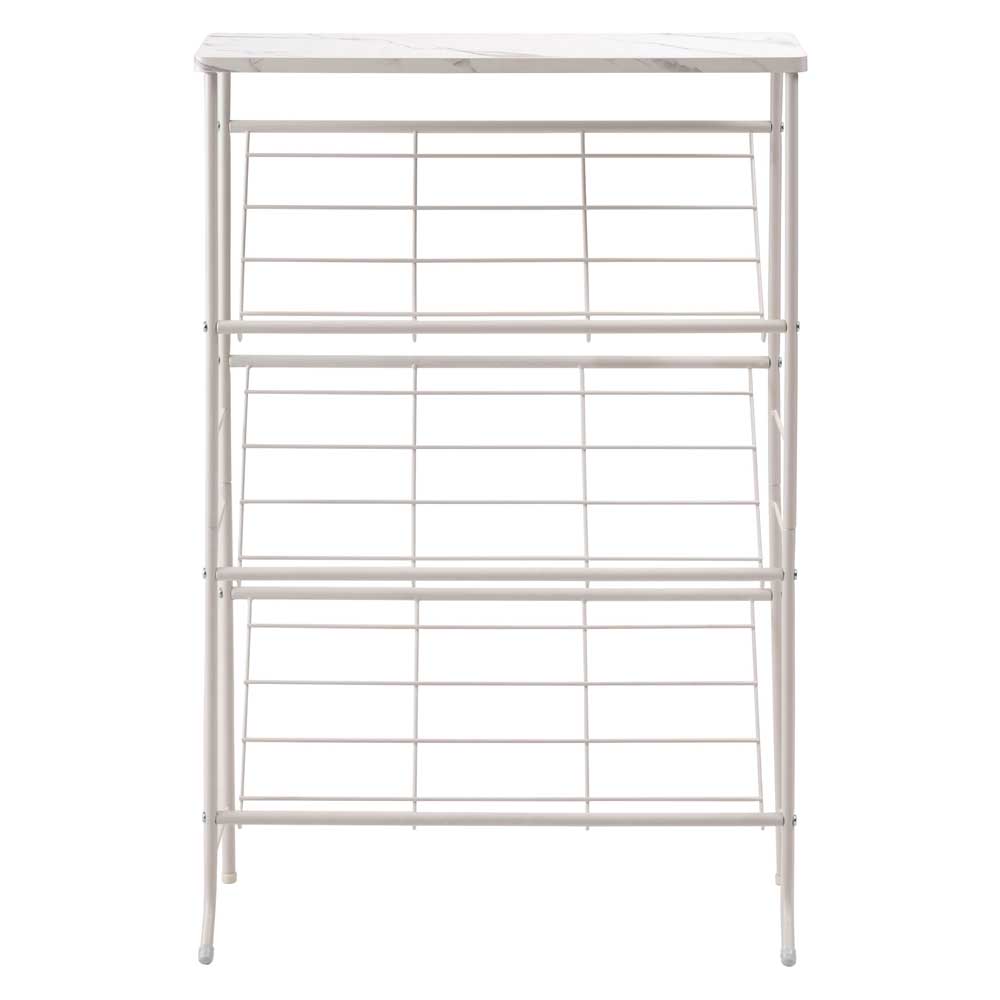 スタイリッシュ＆スリム｜石目調天板の3段シューズラック | インテリア