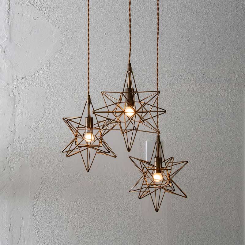星が灯るように輝くおしゃれな3灯ペンダントライト|ワイヤースター照明