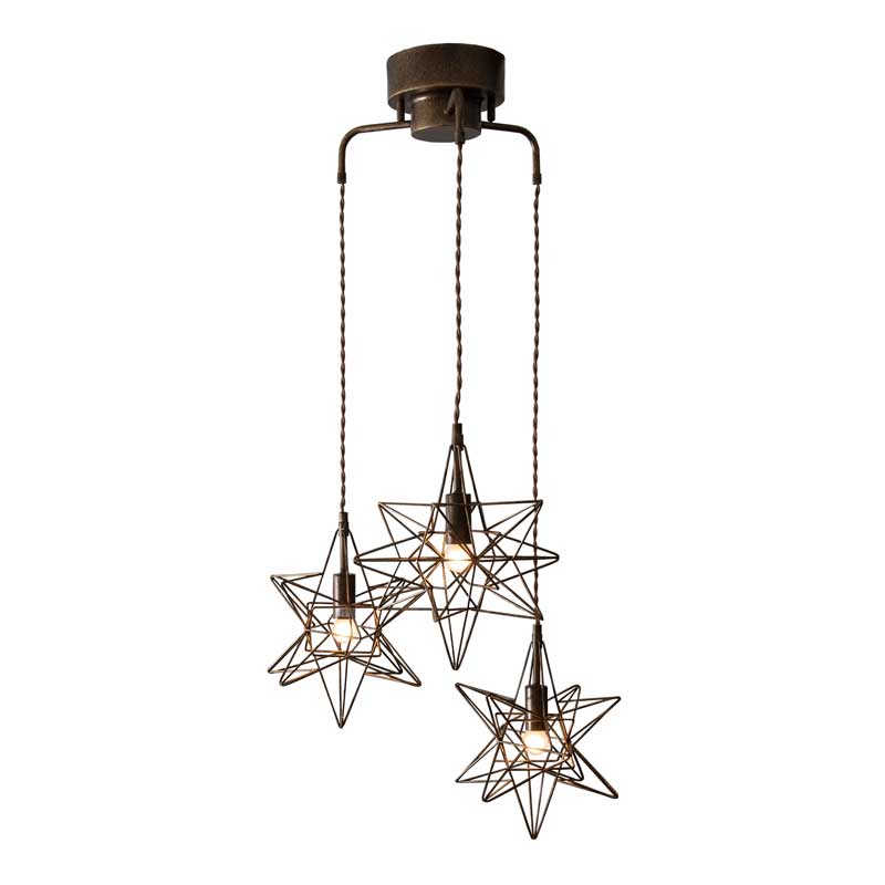 星が灯るように輝くおしゃれな3灯ペンダントライト|ワイヤースター照明