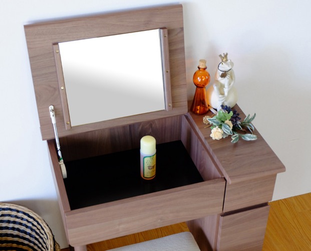 ドッレッサー 収納たっぷり チェアセット ブラウン【幅70cm