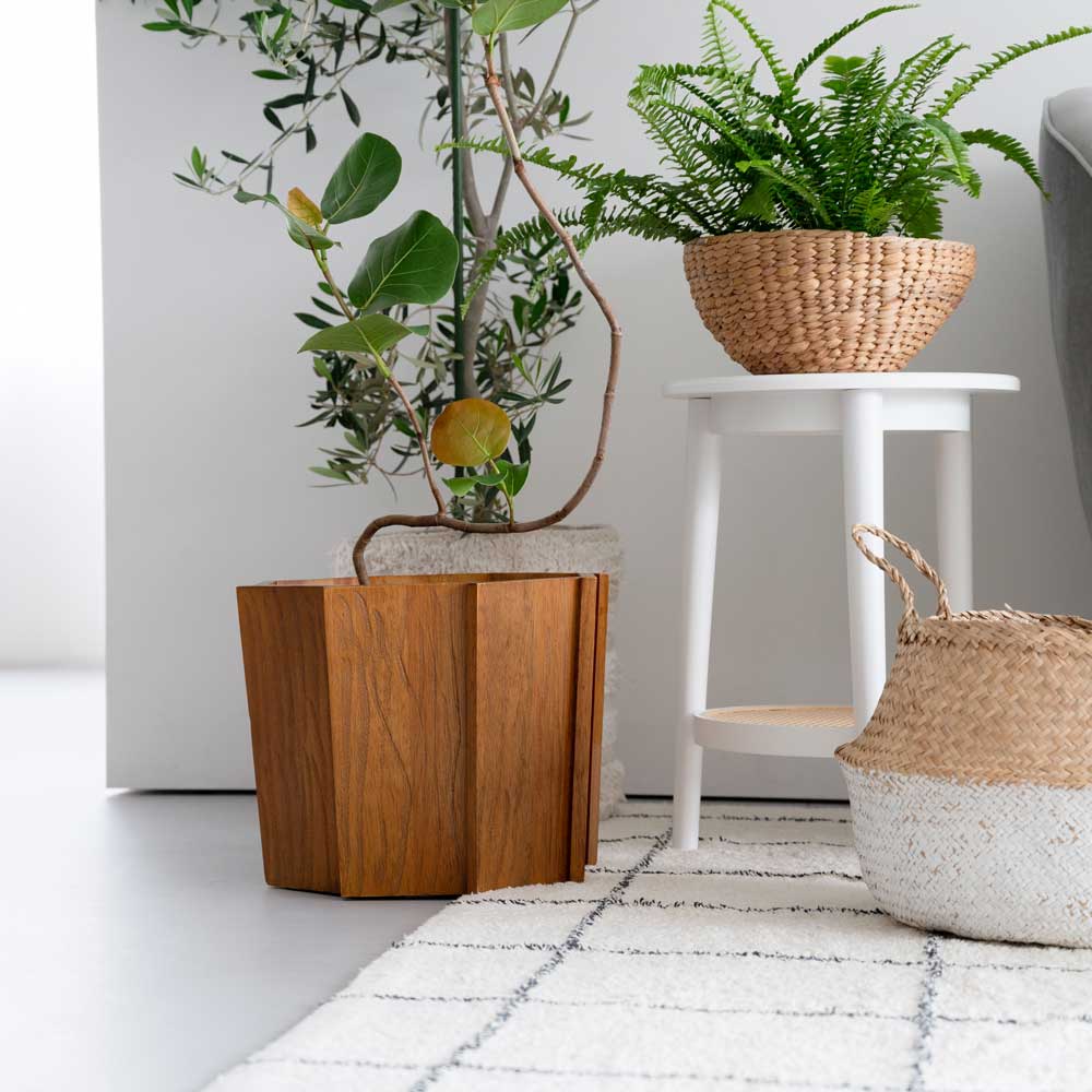 ナチュラルウッド 円筒形プランターカバー モザイク XL オールド