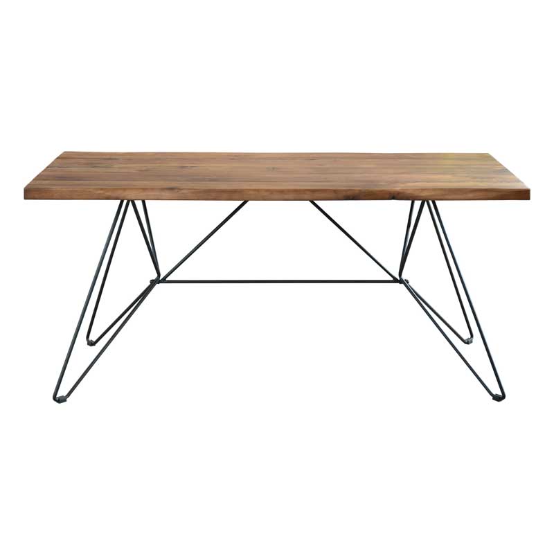 ウォールナット無垢×スチール脚のインダストリアルダイニングテーブル｜幾何学デザインが映える上質な空間へ｜幅160cm