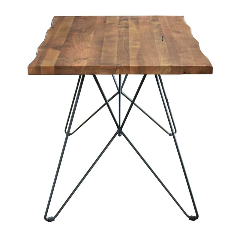 ウォールナット無垢×スチール脚のインダストリアルダイニングテーブル｜幾何学デザインが映える上質な空間へ｜幅160cm