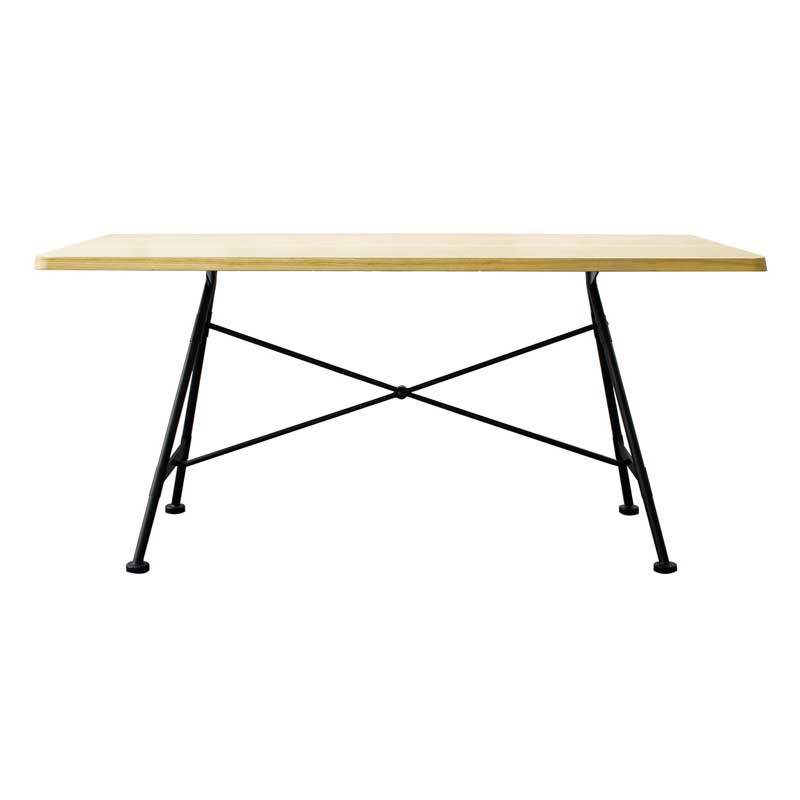 無垢材×スチール脚のナチュラルモダンダイニングテーブル|軽やかで上質な空間を演出|幅150cm