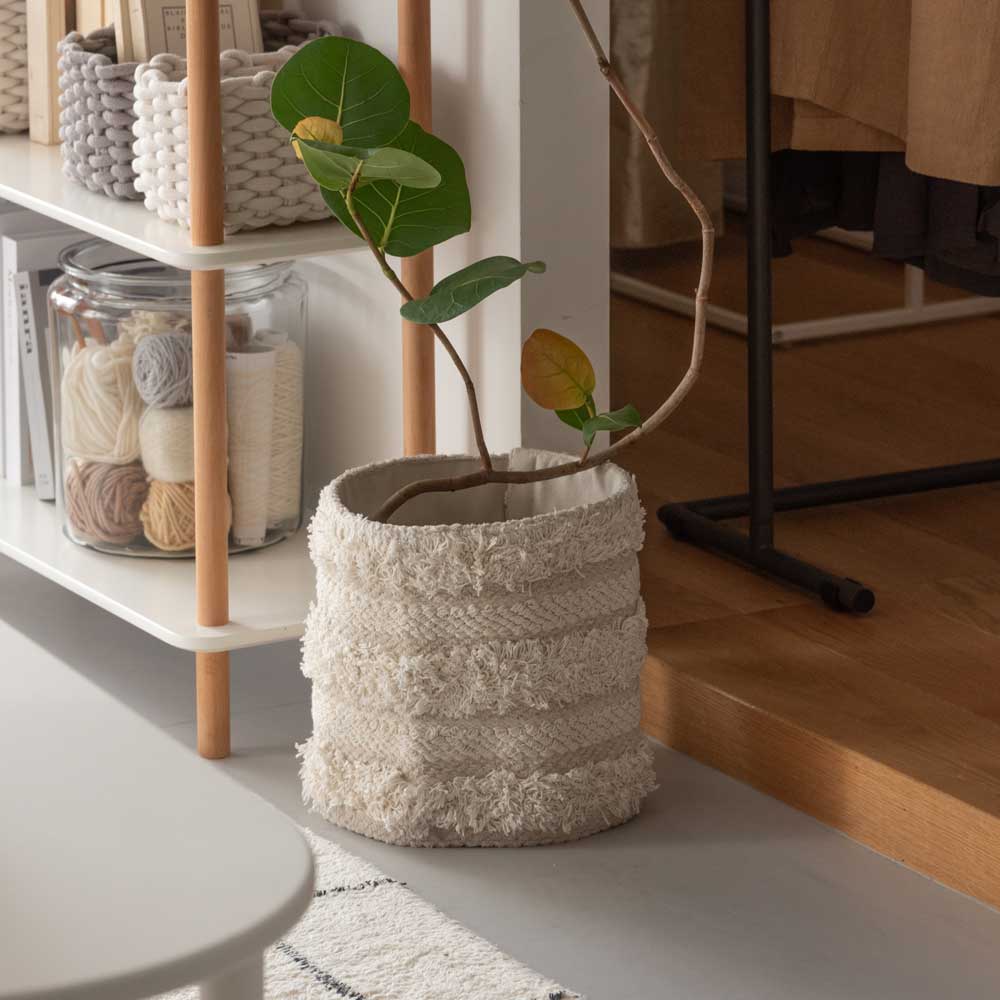 おしゃれな布製プランターカバー｜観葉植物を格上げする簡単ワンタッチカバー