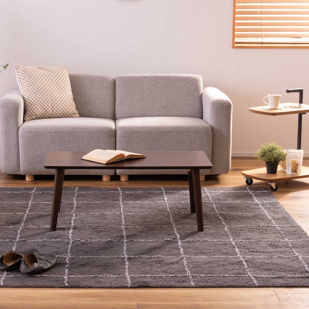 オールシーズン使える大判コットンラグ|シンプル&北欧モダンなラグ|185*185cm