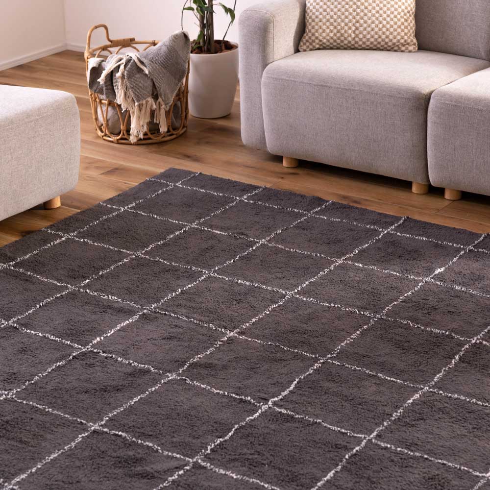 オールシーズン使える大判コットンラグ|シンプル&北欧モダンなラグ|185*185cm