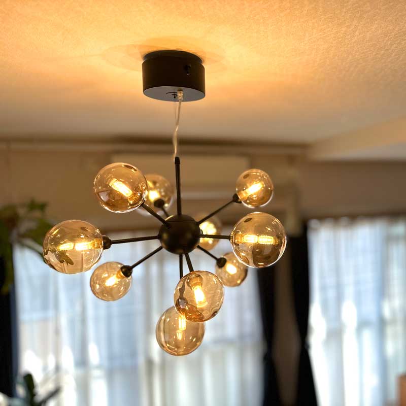 バブルシャンデリア LED付属 ガラス 10灯 完成品｜おしゃれなシャボン