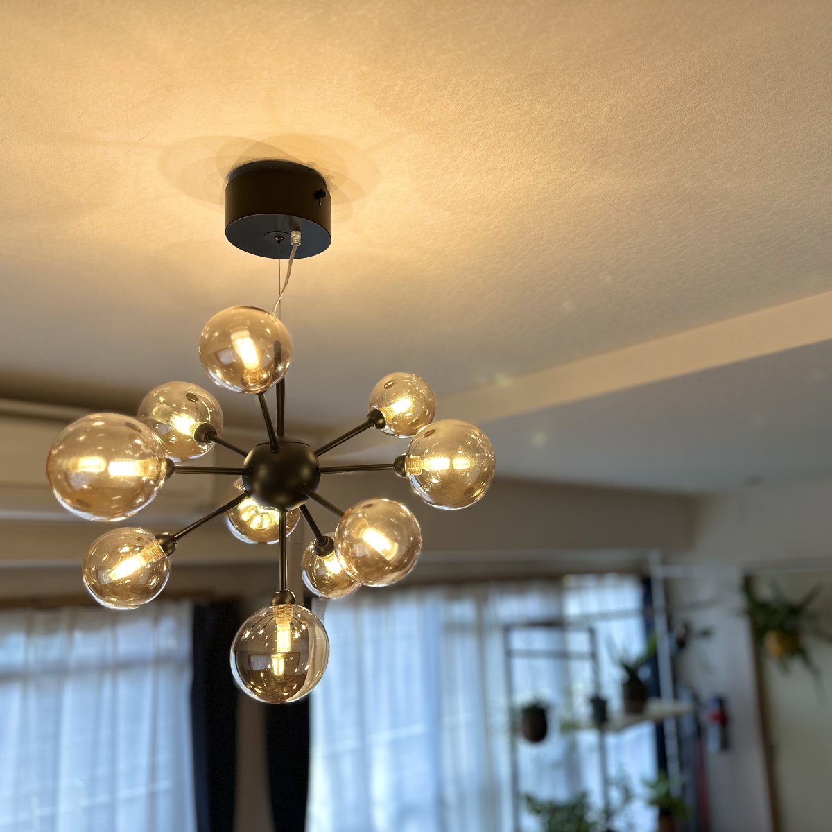 バブルシャンデリア LED付属 ガラス 10灯 完成品｜おしゃれなシャボン