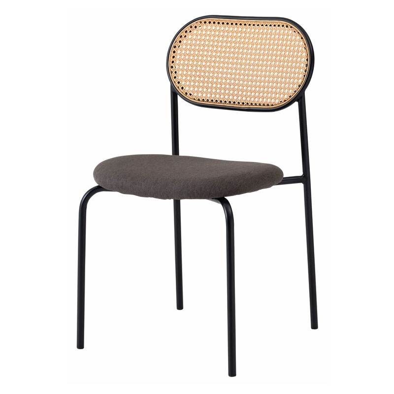 ラタン調×ファブリックの異素材チェア｜北欧風スタイリッシュダイニングチェア