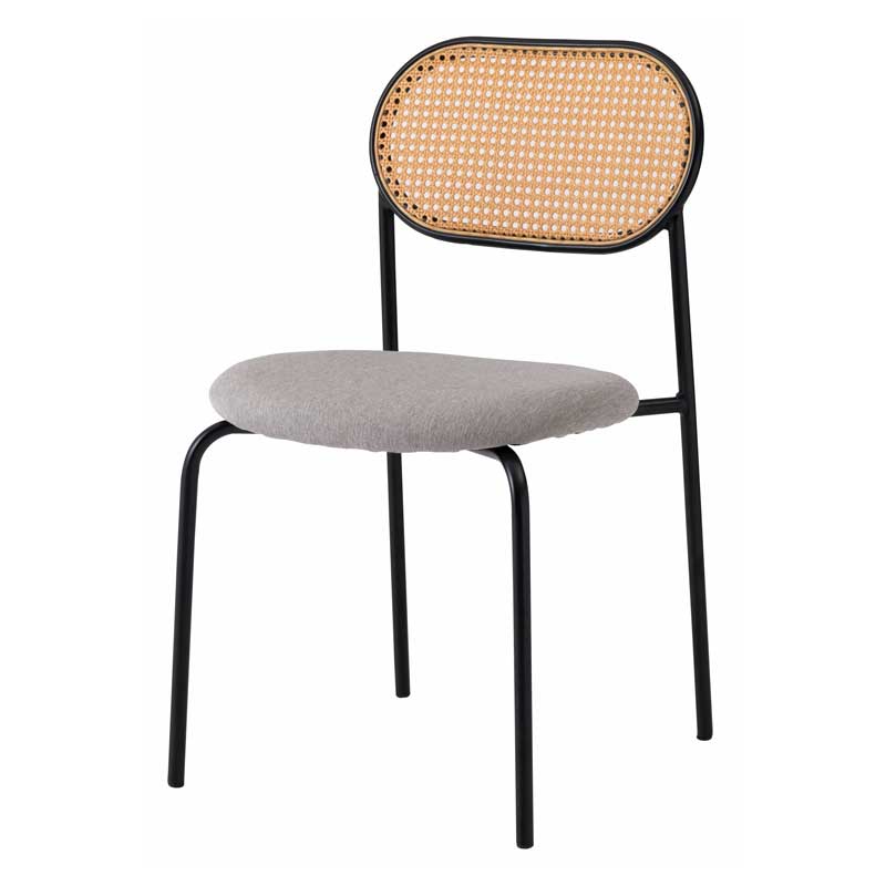 ラタン調×ファブリックの異素材チェア｜北欧風スタイリッシュダイニングチェア