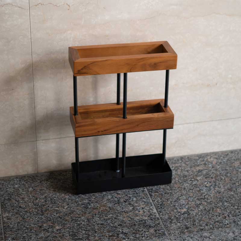 天然木×アイアンの傘立て|北欧風スリムアンブレラスタンド