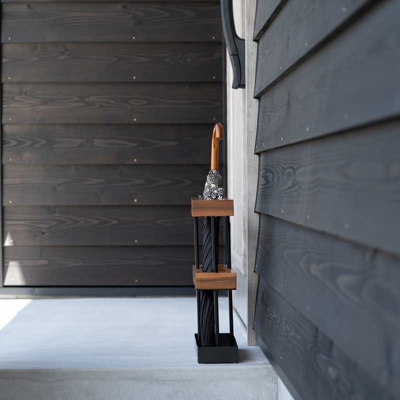 天然木×アイアンの傘立て|北欧風スリムアンブレラスタンド