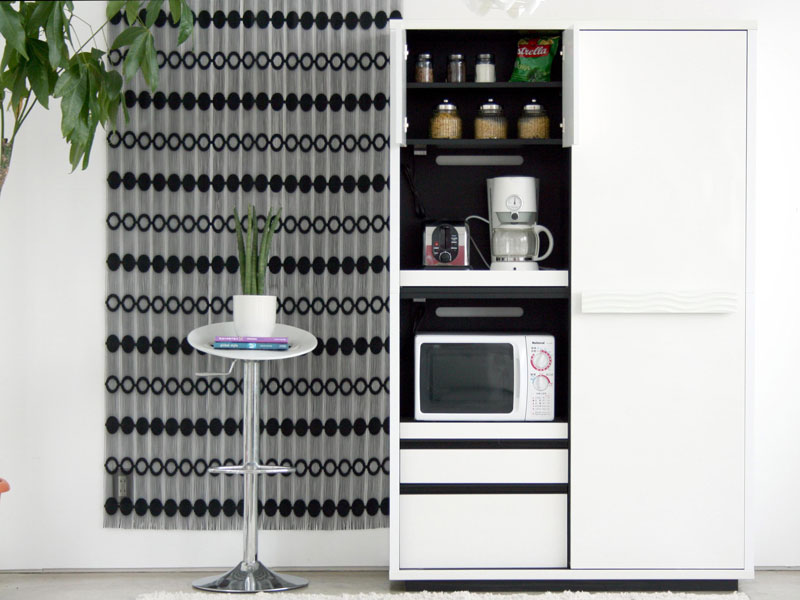 ホワイトとブラックのコントラストが美しいキッチンボード|幅120cm|SU