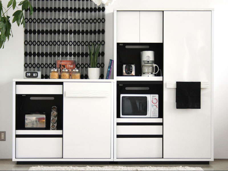 ホワイトとブラックのコントラストが美しいキッチンボード|幅120cm|SU