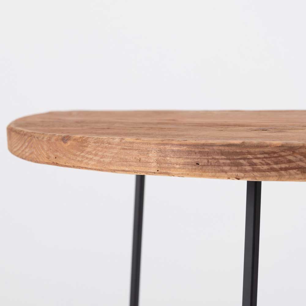 天然木×アイアンの半円コンソール｜古材の風合いを活かしたヴィンテージデザイン